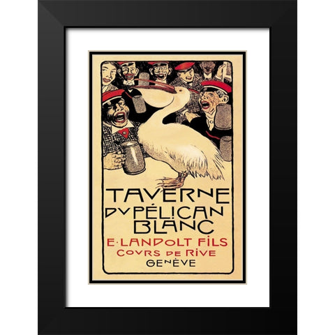Taverne du Pelican Blanc, 1893 Black Modern Wood Framed Art Print with Double Matting by Forestier, Henry-Claudius