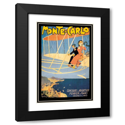 Monte Carlo Concours dAviation, 1910 Black Modern Wood Framed Art Print with Double Matting by Grun, Jules Alexandre