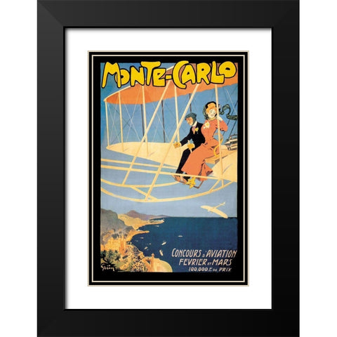 Monte Carlo Concours dAviation, 1910 Black Modern Wood Framed Art Print with Double Matting by Grun, Jules Alexandre