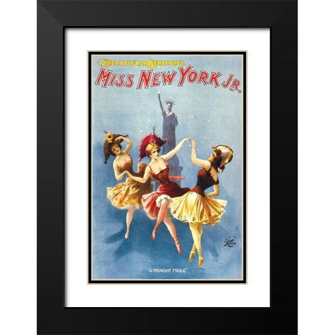 Miss New York Jr. Burlesque, 1897 Black Modern Wood Framed Art Print with Double Matting by H.C. Miner Litho Co.