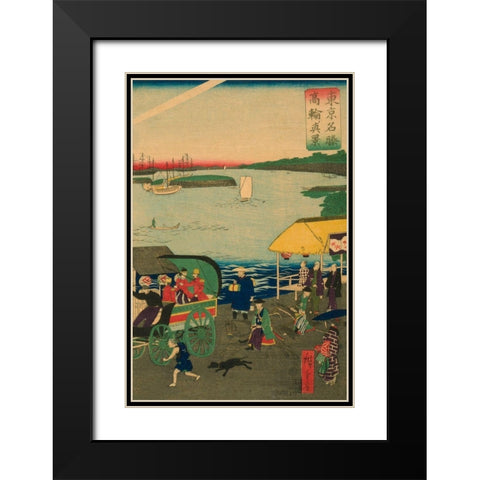 Famous places in Tokyo: real view of Takanawa (Tokyo meisho Takanawa no shinkei) #3, 1870 Black Modern Wood Framed Art Print with Double Matting by Hiroshige, Utagawa