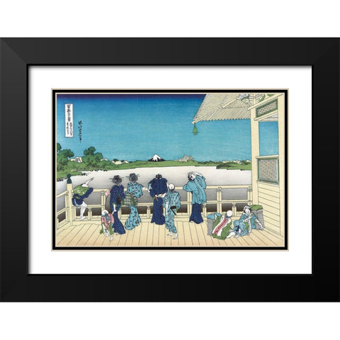 Sazai Hall - 500 Rakanji Temple, 1830 Black Modern Wood Framed Art Print with Double Matting by Hokusai