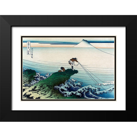 Kajikazawa in Kai Province, 1830 Black Modern Wood Framed Art Print with Double Matting by Hokusai
