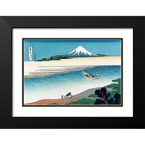 Tama River in Musashi Province, 1830 Black Modern Wood Framed Art Print with Double Matting by Hokusai