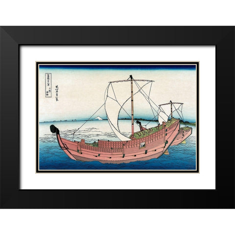 Kazusa Sea Route, 1830 Black Modern Wood Framed Art Print with Double Matting by Hokusai