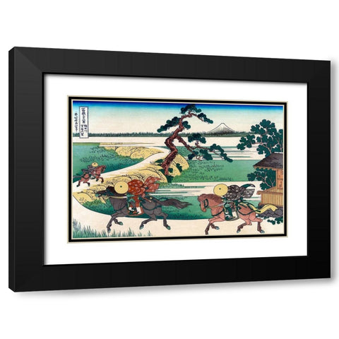 Village of Sekiya at Sumida River, 1830 Black Modern Wood Framed Art Print with Double Matting by Hokusai