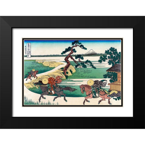 Village of Sekiya at Sumida River, 1830 Black Modern Wood Framed Art Print with Double Matting by Hokusai