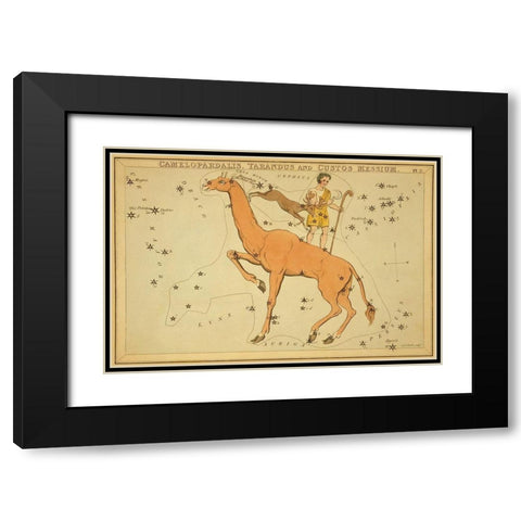 Camelopardalis, Tarandus and Custos Messium, 1825 Black Modern Wood Framed Art Print with Double Matting by Aspin, Jehoshaphat