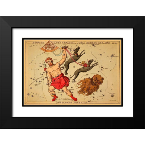 Bootes Canes Venatici, Coma Berenices, and Quadrans Muralis, 1825 Black Modern Wood Framed Art Print with Double Matting by Aspin, Jehoshaphat