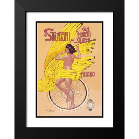 Stucchi Bicycles Black Modern Wood Framed Art Print with Double Matting by Malerba, Gian Emilio