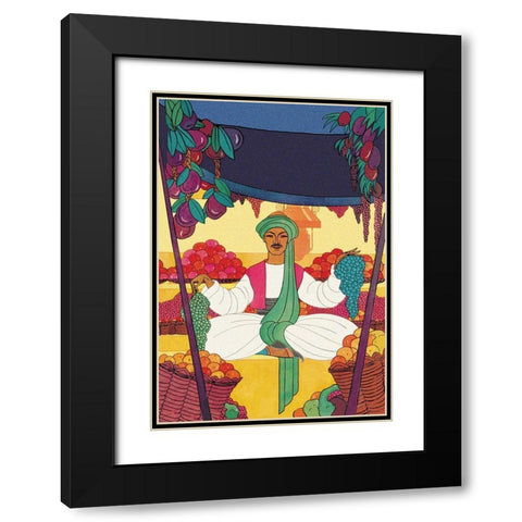 Afghanistan - The Bazaar Fruit-Seller, 1925 Black Modern Wood Framed Art Print with Double Matting by McIntosh, Frank