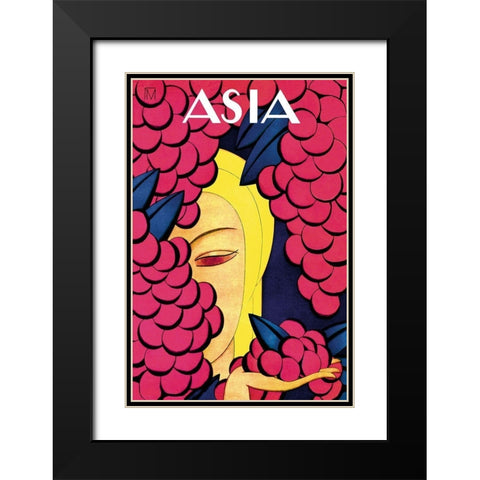 Persian Low Hanging Grapes with Title, 1926 Black Modern Wood Framed Art Print with Double Matting by McIntosh, Frank