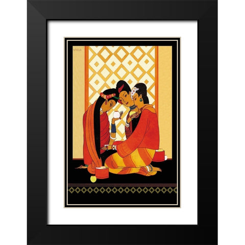 Burma-Gossip, 1926 Black Modern Wood Framed Art Print with Double Matting by McIntosh, Frank