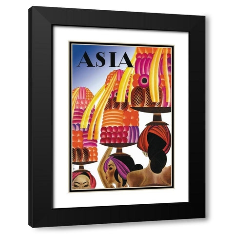 The Balinese Go Templewards with Title, 1931 Black Modern Wood Framed Art Print with Double Matting by McIntosh, Frank