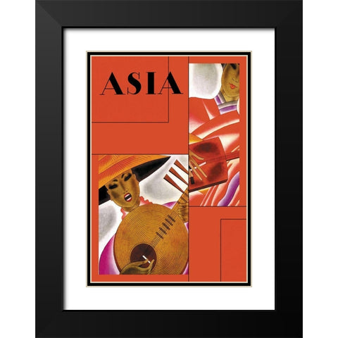 Japanese Instrument Player with Title, 1931 Black Modern Wood Framed Art Print with Double Matting by McIntosh, Frank