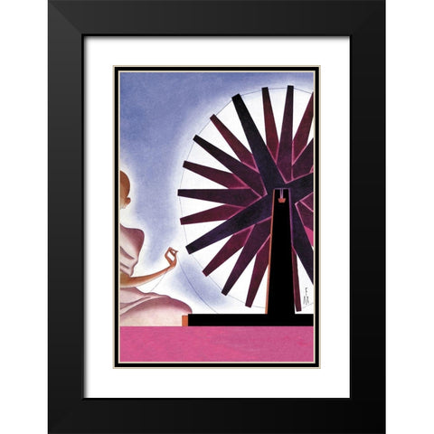 Indias Symbolic Wheel, 1932 Black Modern Wood Framed Art Print with Double Matting by McIntosh, Frank