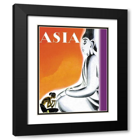 Burmese Sculptor at the Knees of Buddha with Title, 1933 Black Modern Wood Framed Art Print with Double Matting by McIntosh, Frank