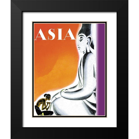 Burmese Sculptor at the Knees of Buddha with Title, 1933 Black Modern Wood Framed Art Print with Double Matting by McIntosh, Frank