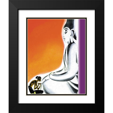 Burmese Sculptor at the knees of Buddha, 1933 Black Modern Wood Framed Art Print with Double Matting by McIntosh, Frank