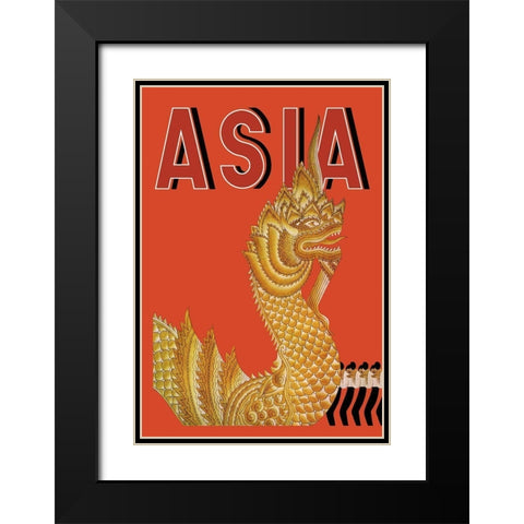 Dragon Temple of Siam with Title, 1934 Black Modern Wood Framed Art Print with Double Matting by McIntosh, Frank