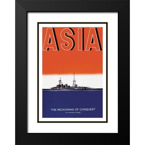 Defender of the Seas with Title, 1935 Black Modern Wood Framed Art Print with Double Matting by McIntosh, Frank