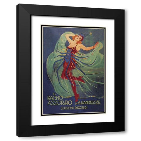 Il Ragno Azzurro (The Blue Spider), 1912 Black Modern Wood Framed Art Print with Double Matting by Metlicovitz, Leopoldo
