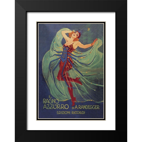 Il Ragno Azzurro (The Blue Spider), 1912 Black Modern Wood Framed Art Print with Double Matting by Metlicovitz, Leopoldo