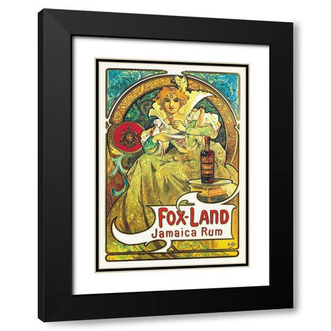 Fox-Land Jamaica Rum, 1897 Black Modern Wood Framed Art Print with Double Matting by Mucha, Alphonse