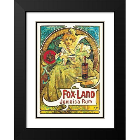Fox-Land Jamaica Rum, 1897 Black Modern Wood Framed Art Print with Double Matting by Mucha, Alphonse