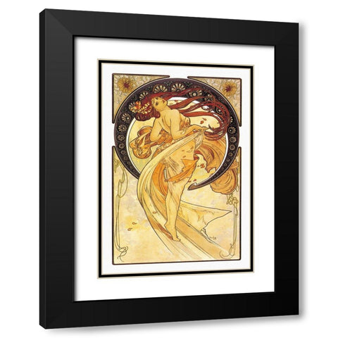 Dance (Golden), 1898 Black Modern Wood Framed Art Print with Double Matting by Mucha, Alphonse