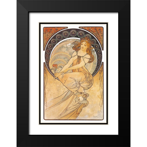 Painting Black Modern Wood Framed Art Print with Double Matting by Mucha, Alphonse