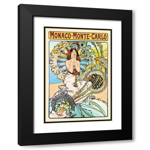Monaco - Monte Carlo Black Modern Wood Framed Art Print with Double Matting by Mucha, Alphonse