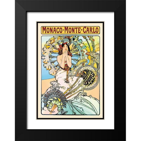 Monaco - Monte Carlo Black Modern Wood Framed Art Print with Double Matting by Mucha, Alphonse