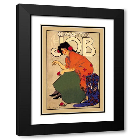 Cigarettes Job Black Modern Wood Framed Art Print with Double Matting by Mucha, Alphonse