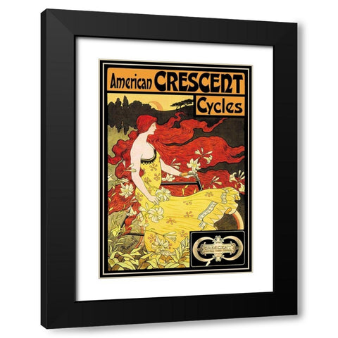 American Crescent Cycles, 1901 Black Modern Wood Framed Art Print with Double Matting by Ramsdell, Fred