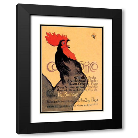 Cocorico, 1899 Black Modern Wood Framed Art Print with Double Matting by Steinlen, Theophile Alexandre