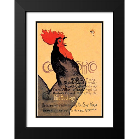 Cocorico, 1899 Black Modern Wood Framed Art Print with Double Matting by Steinlen, Theophile Alexandre