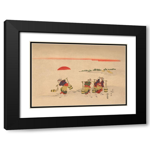 Carrying Water, 1850 Black Modern Wood Framed Art Print with Double Matting by Unknown