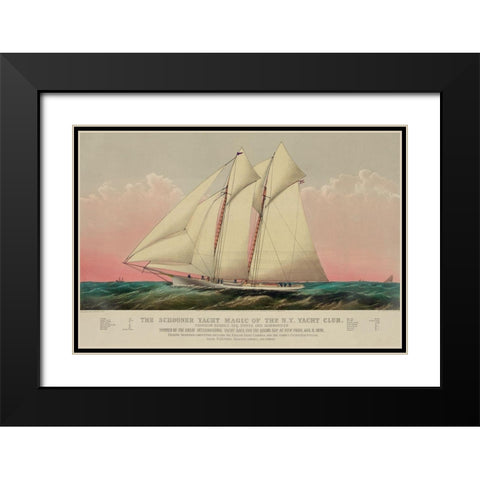 The Schooner yacht magic of the N.Y. Yacht Club, 1870 Black Modern Wood Framed Art Print with Double Matting by Unknown