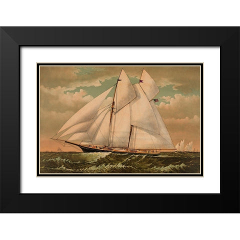 Yacht Norseman of New York, 1882 Black Modern Wood Framed Art Print with Double Matting by Unknown