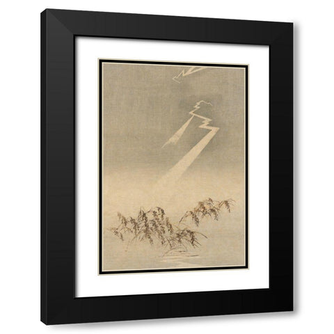 Thunder and lightning over rice grain, 1900 Black Modern Wood Framed Art Print with Double Matting by Unknown