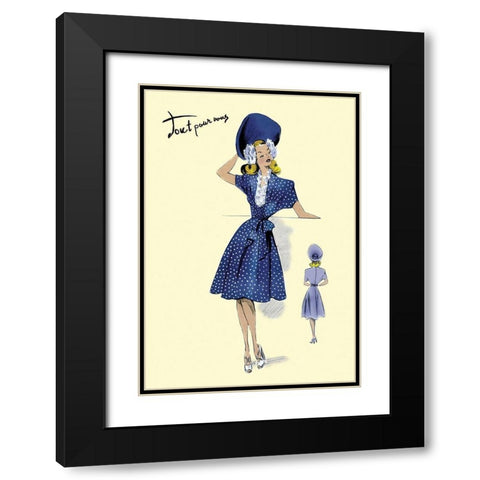 Summer Polka-Dot Dress and Hat, 1947 Black Modern Wood Framed Art Print with Double Matting by Unknown