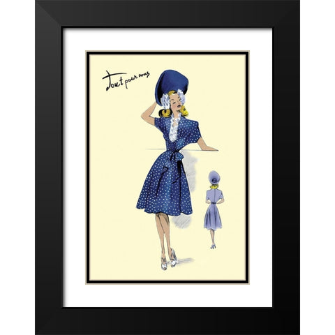 Summer Polka-Dot Dress and Hat, 1947 Black Modern Wood Framed Art Print with Double Matting by Unknown