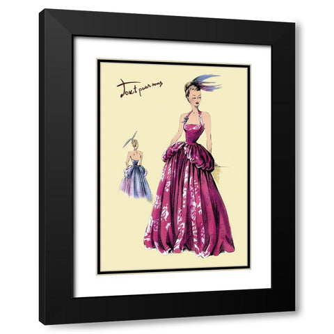 Magenta Evening Gown, 1947 Black Modern Wood Framed Art Print with Double Matting by Unknown