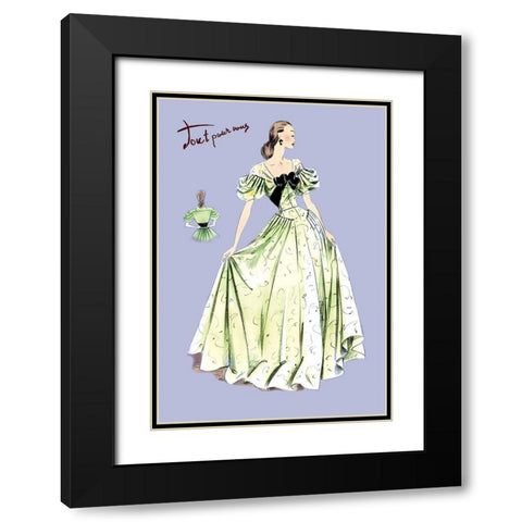Pleated Lime Gown, 1947 Black Modern Wood Framed Art Print with Double Matting by Unknown
