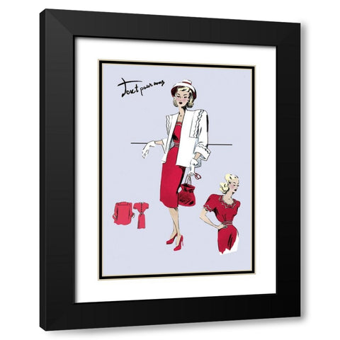 Casualwear with Hat and Jacket, 1947 Black Modern Wood Framed Art Print with Double Matting by Unknown