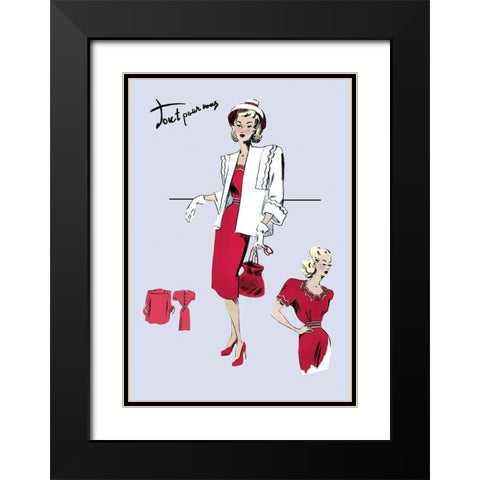 Casualwear with Hat and Jacket, 1947 Black Modern Wood Framed Art Print with Double Matting by Unknown
