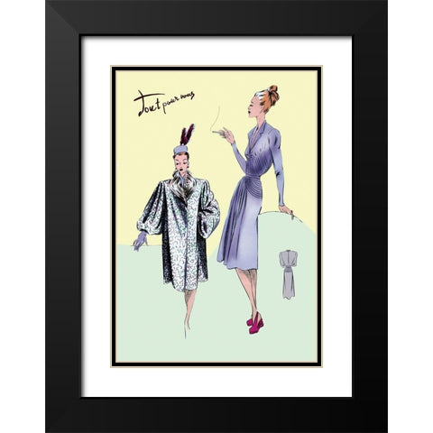 Dinner Dress and Overcoat, 1947 Black Modern Wood Framed Art Print with Double Matting by Unknown
