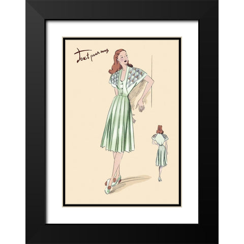 Pleated Summer Dress, 1947 Black Modern Wood Framed Art Print with Double Matting by Unknown