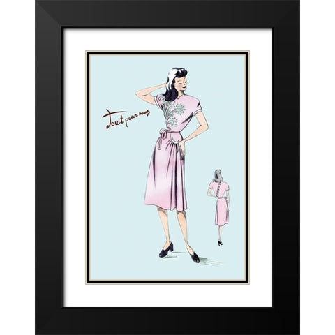 Summer Dress with Oriental Flair, 1947 Black Modern Wood Framed Art Print with Double Matting by Unknown